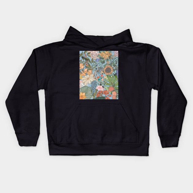 Floral Jungle Patterns Kids Hoodie by casualism